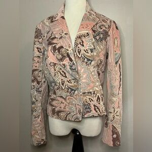 Jones Wear Jeans Paisley Blazer, Soft Fine Corduroy Size 12